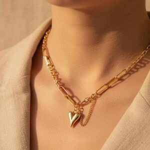 Chic Gold Heart Necklace